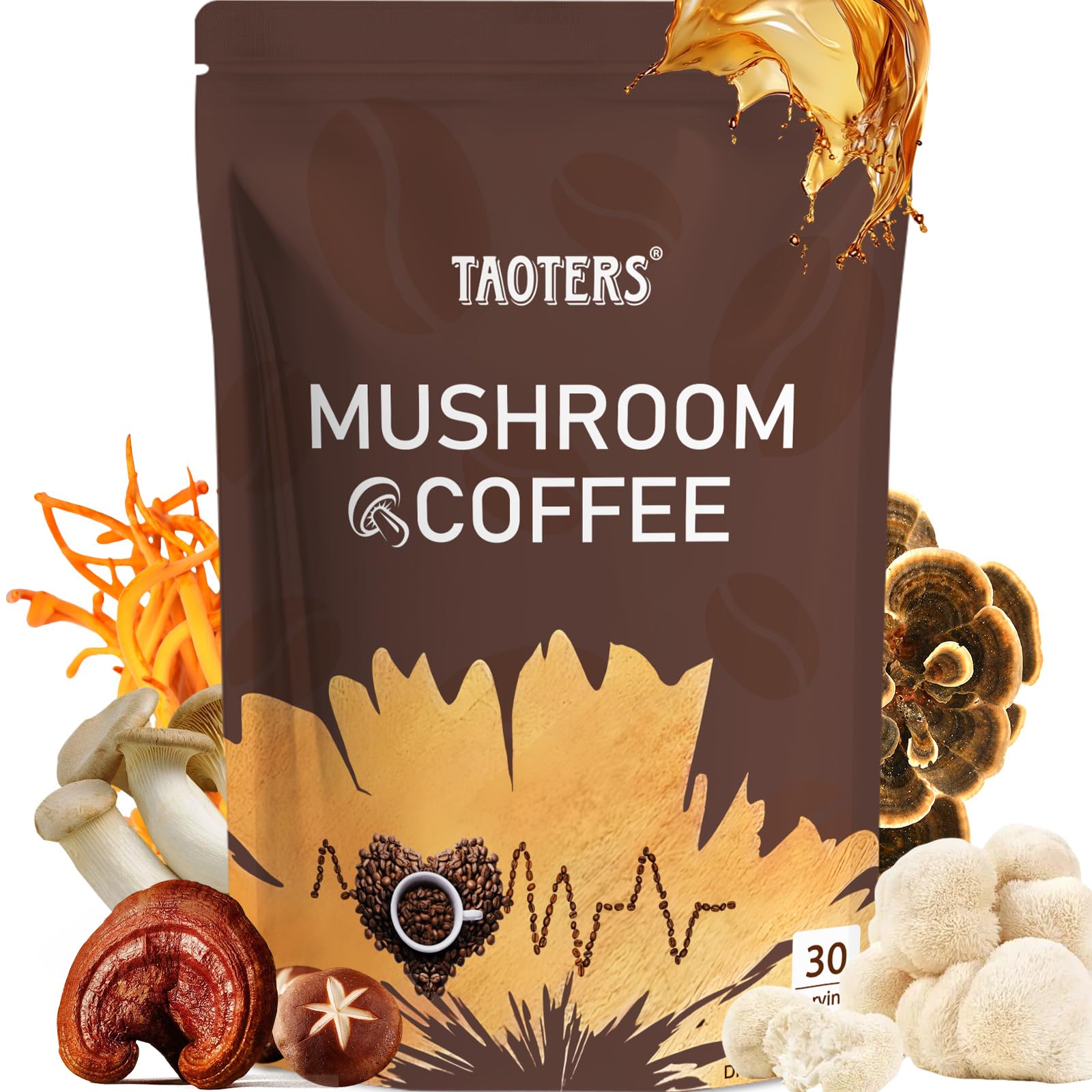 TAOTERS Mushroom Coffee Blend 180g front view with packaging
