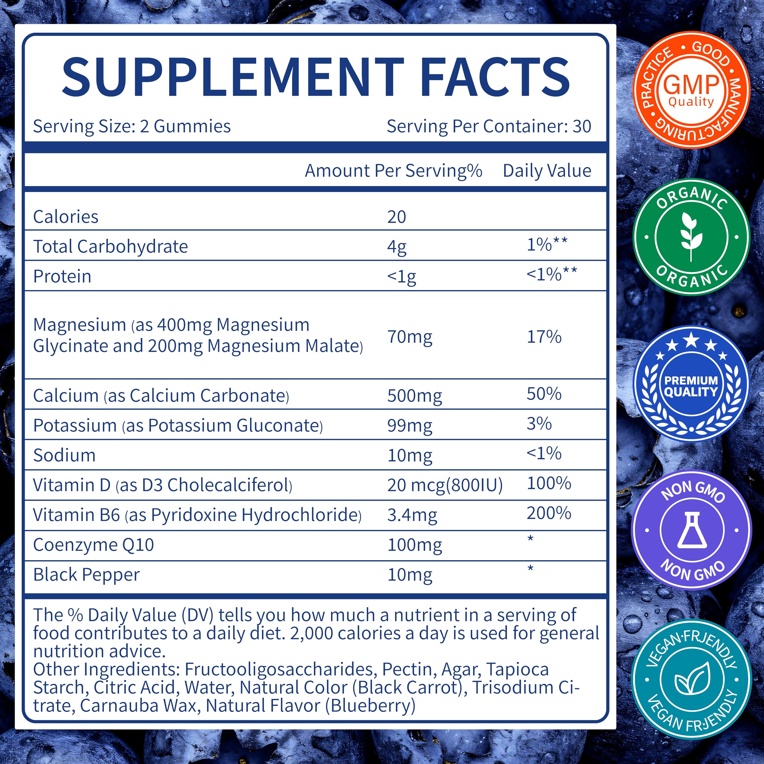 TasoMomi Magnesium Glycinate Gummies 400mg back view