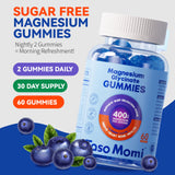 TasoMomi Magnesium Glycinate Gummies 400mg bottle and gummies