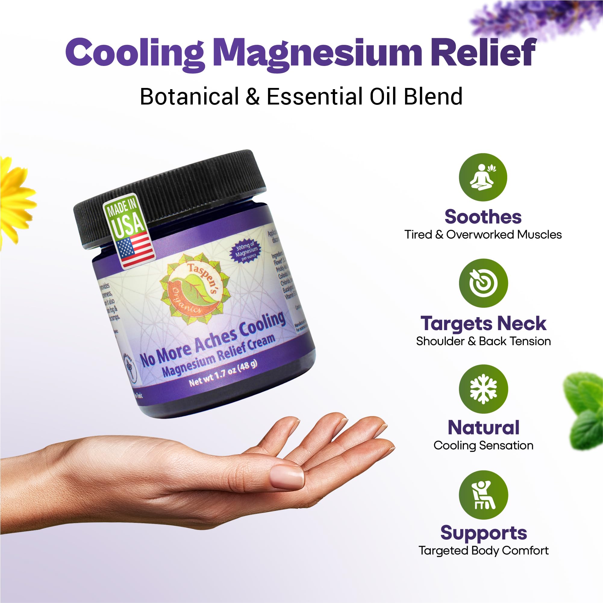 Taspen's Organics Magnesium Chloride 300mg bottle side view