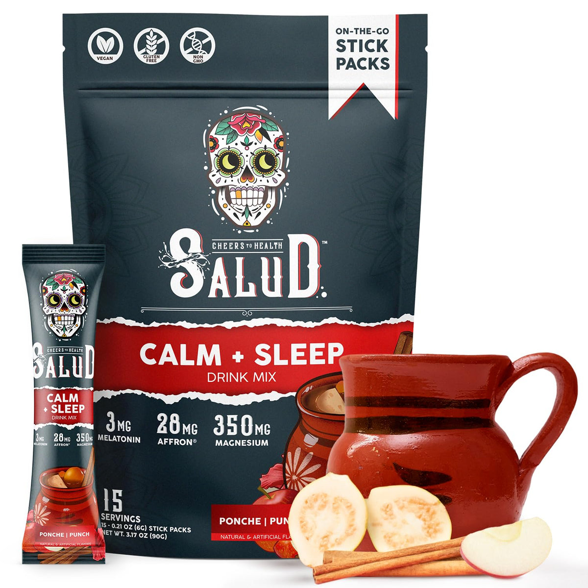 Taste Salud 2-in-1 Calm & Sleep supplement stick pack front view