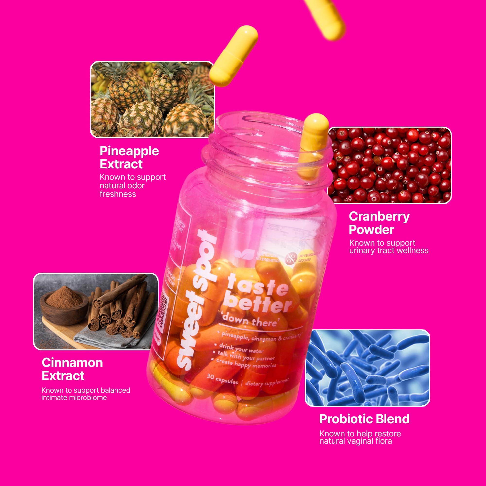 TASTE THE SWEET SPOT Vaginal Health Capsules 500mg packaging
