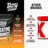 TASTY GAINS Creatine Gummies in a bowl