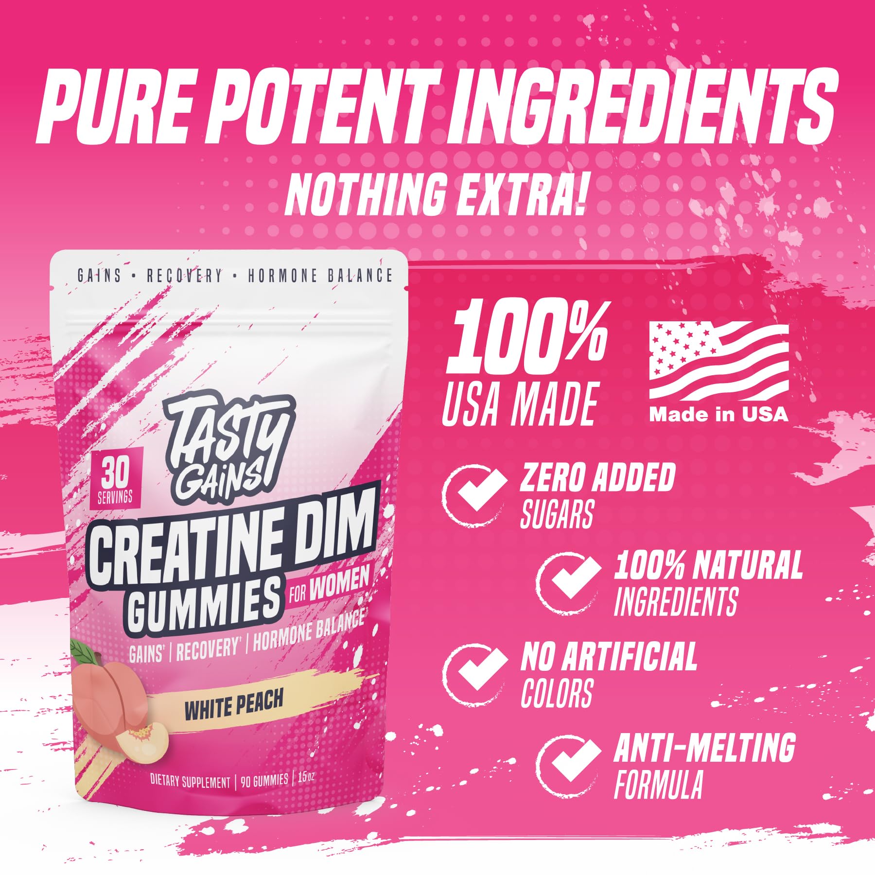 TASTY GAINS Creatine Gummies in a hand for size reference