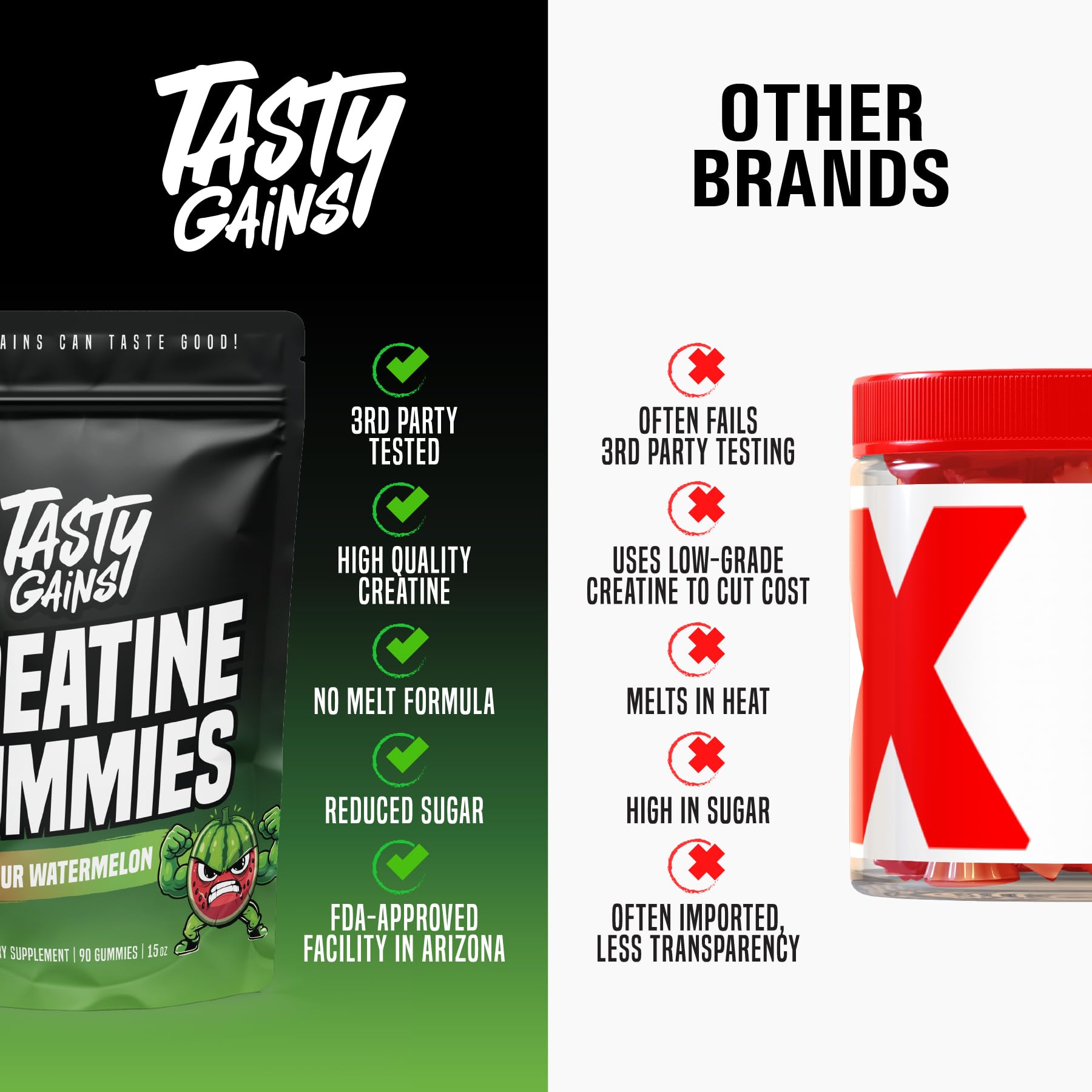 TASTY GAINS Creatine Gummies nutritional information