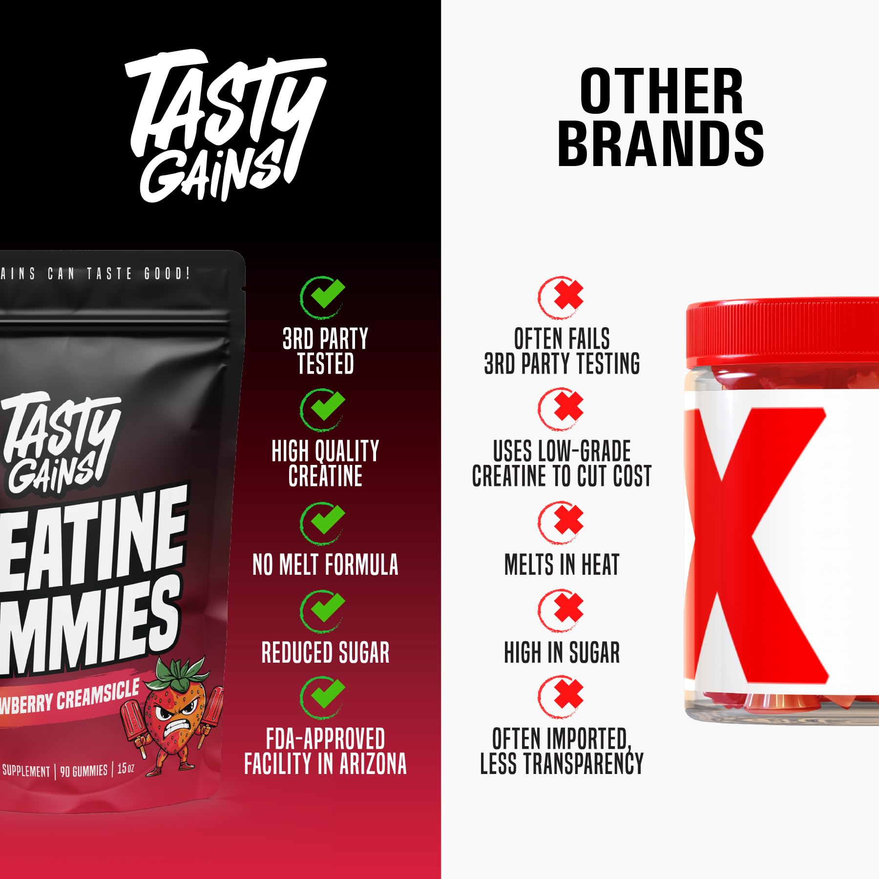 TASTY GAINS Creatine Gummies nutritional information