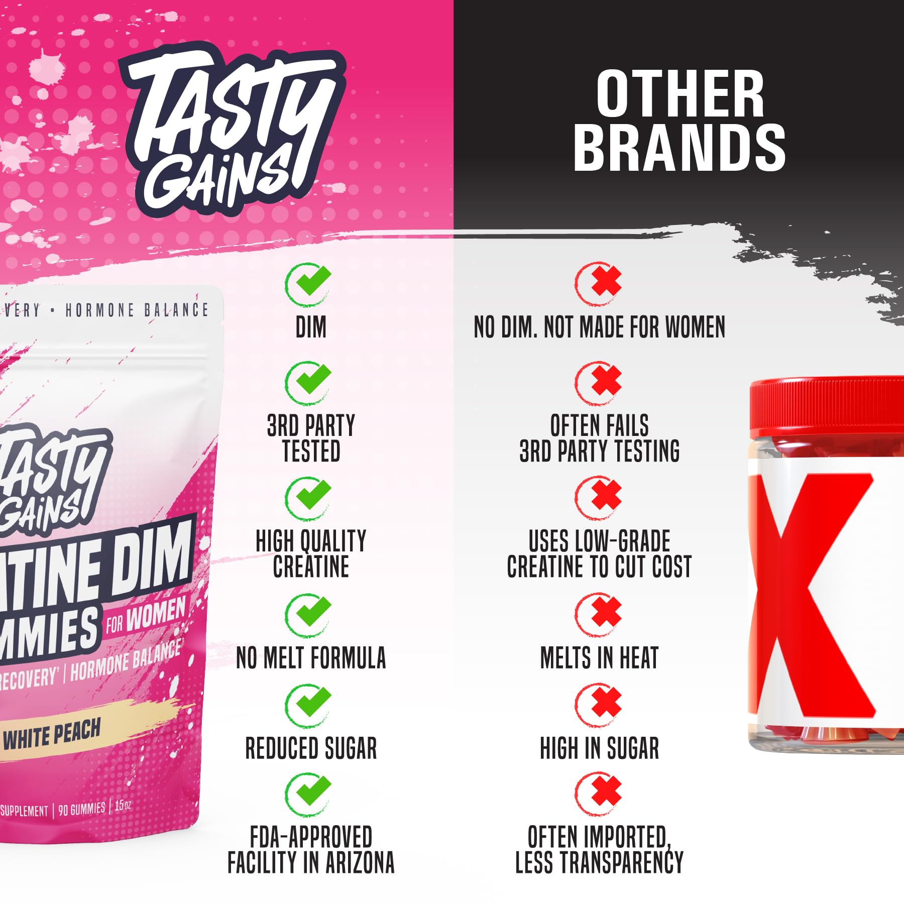 TASTY GAINS Creatine Gummies on a gym bench