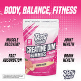 TASTY GAINS Creatine Gummies opened bottle with gummies