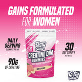 TASTY GAINS Creatine Gummies side view showing gummies
