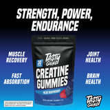 TASTY GAINS Creatine Gummies with fitness gear
