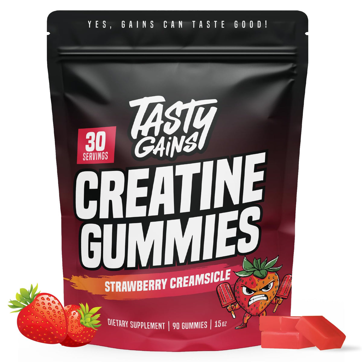 TASTY GAINS Creatine Monohydrate Gummies front view