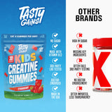 TASTY GAINS Kids & Teens Gummies back view with ingredients