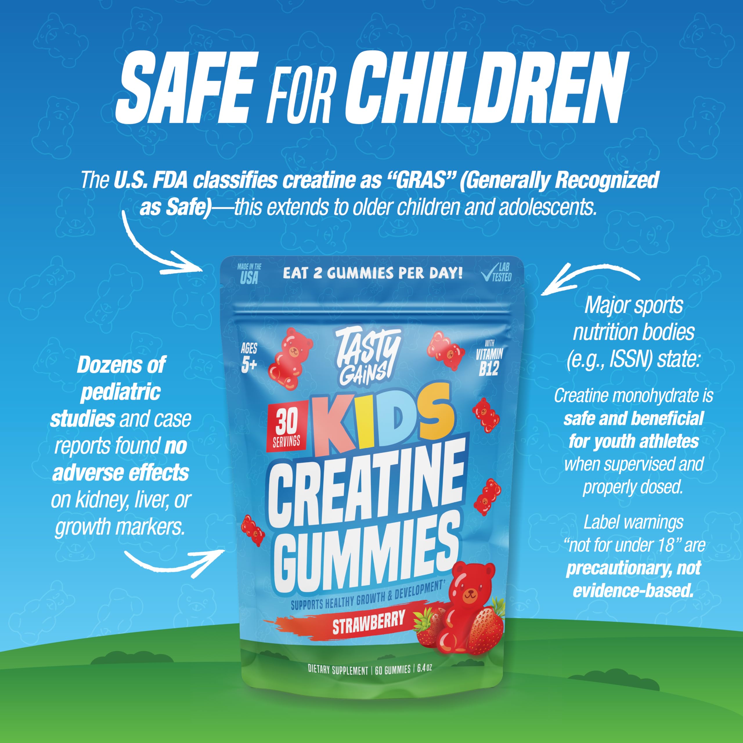 TASTY GAINS Kids & Teens Vitamin Gummies close-up of gummies