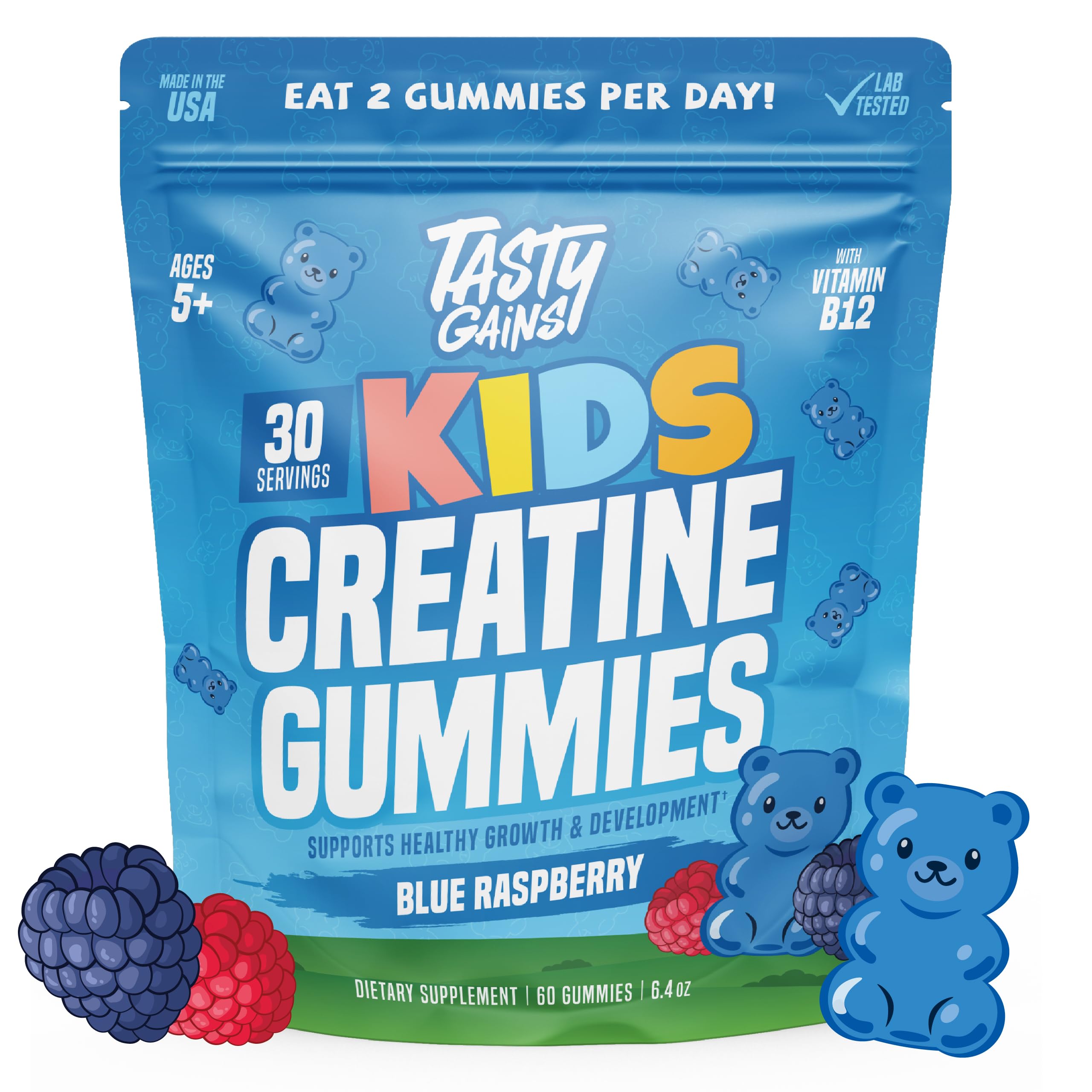 TASTY GAINS Kids & Teens Vitamin Gummies front view
