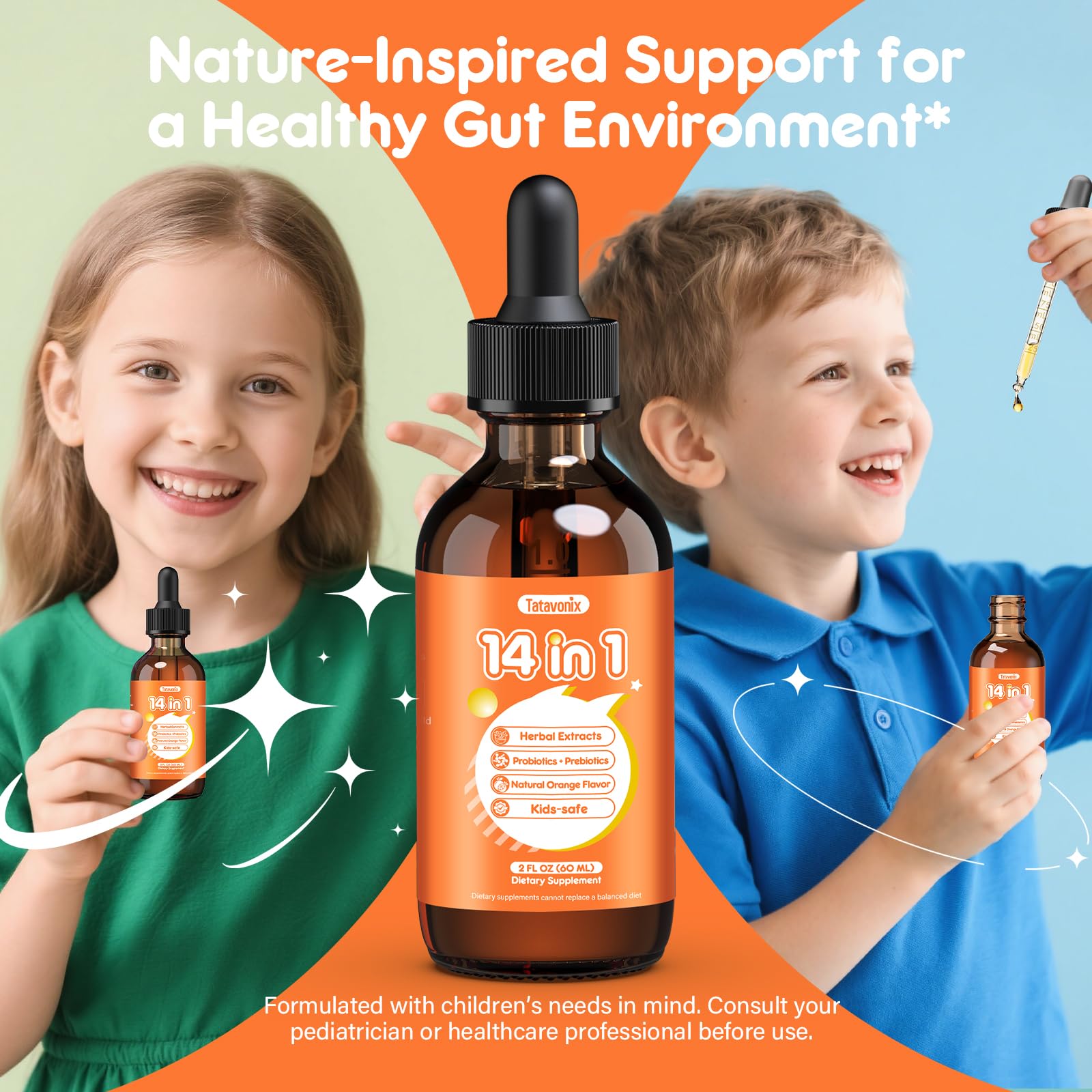 Tatavonix Herbal & Gut Support Liquid Drops dropper close-up