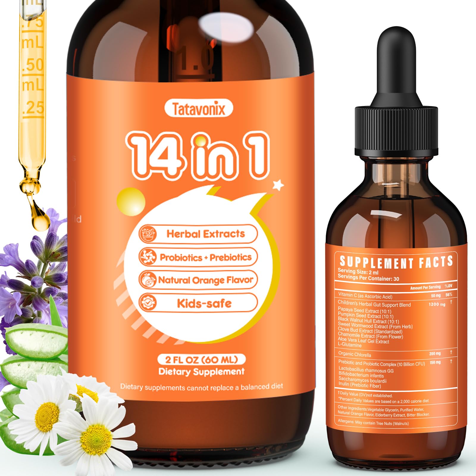 Tatavonix Herbal & Gut Support Liquid Drops front view