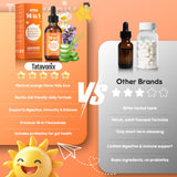 Tatavonix Herbal & Gut Support Liquid Drops on a kitchen counter