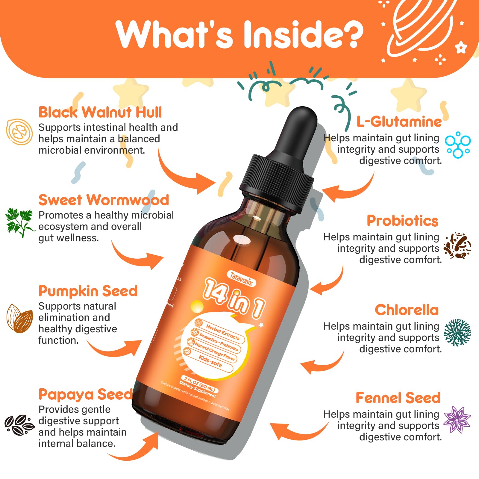 Tatavonix Herbal & Gut Support Liquid Drops packaging