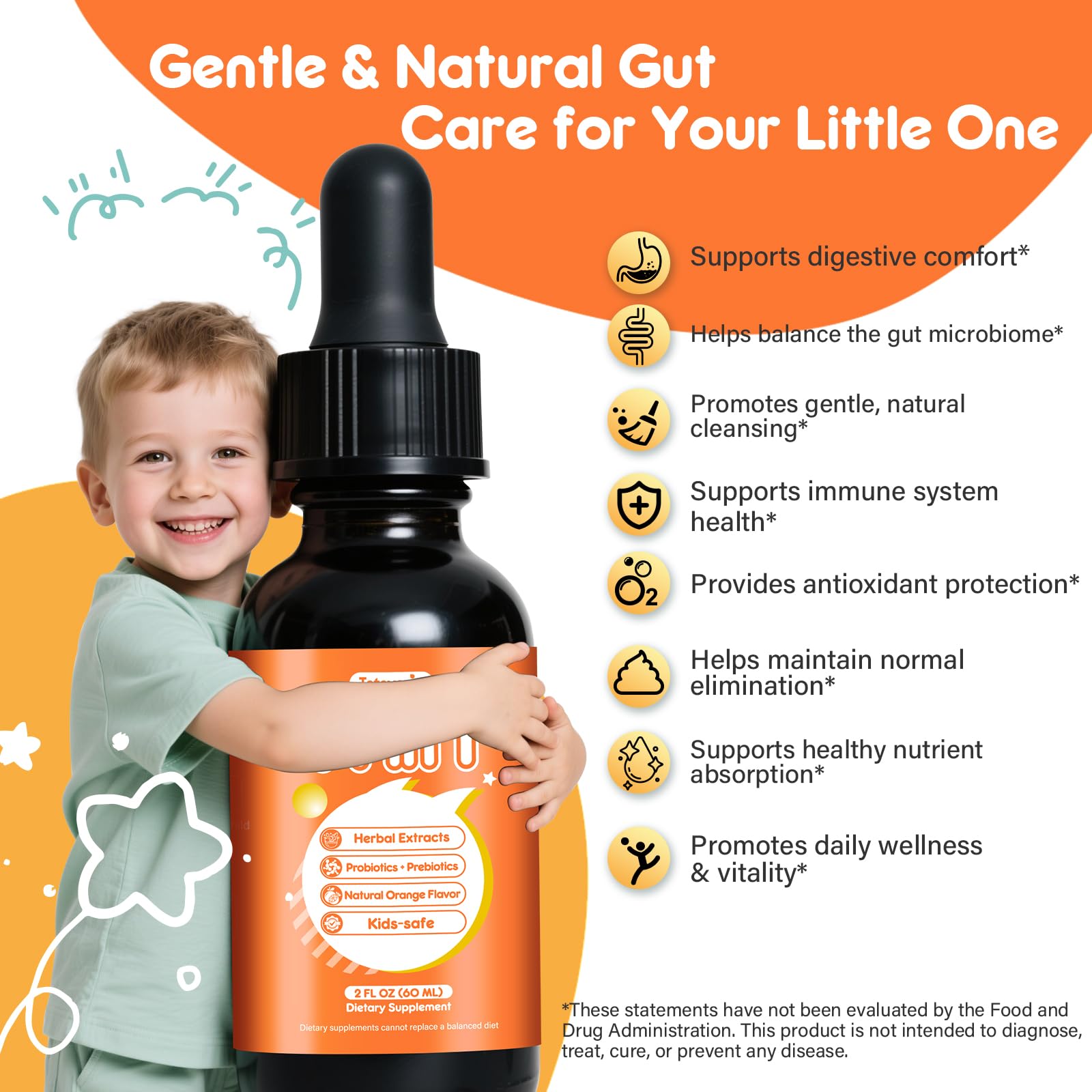 Tatavonix Herbal & Gut Support Liquid Drops side view with dropper