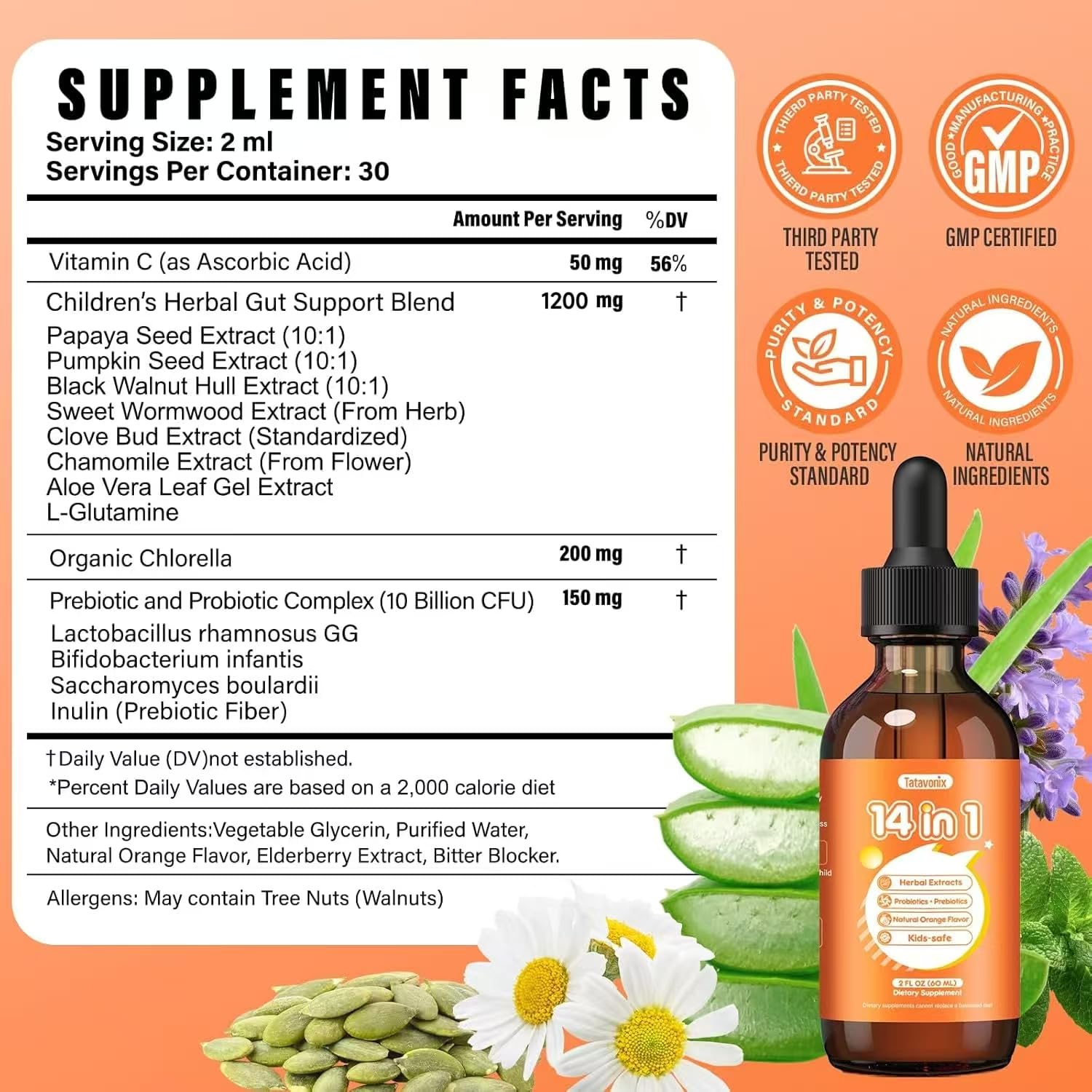 Tatavonix Herbal & Gut Support Liquid Drops with fresh herbs