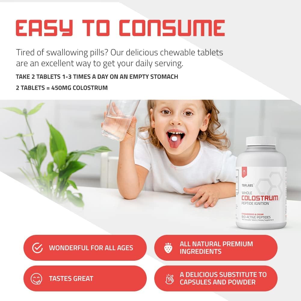 TBR Labs Whole Colostrum tablets on a wooden table