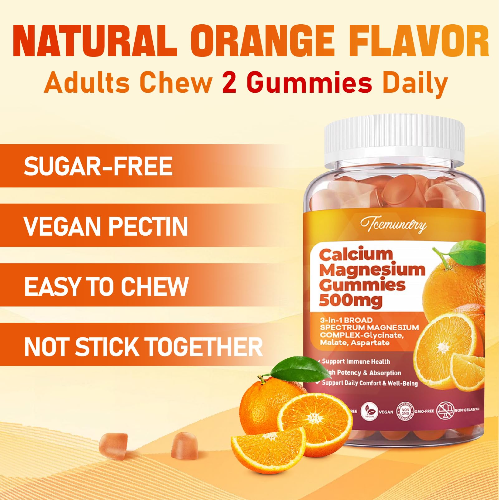 Tcemundry Calcium Magnesium Gummies close-up of gummies