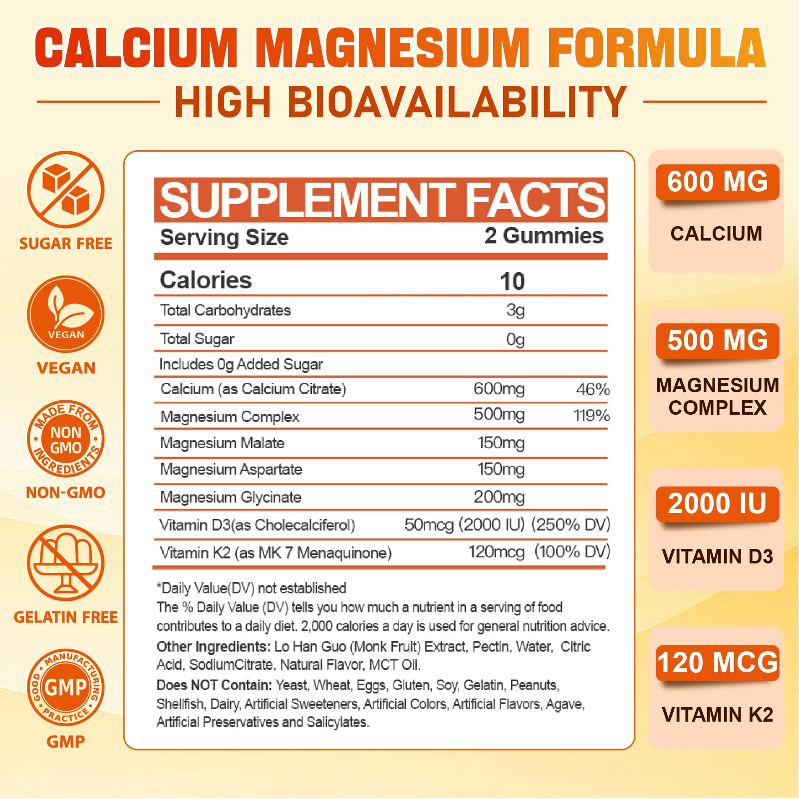 Tcemundry Calcium Magnesium Gummies showing natural orange flavour