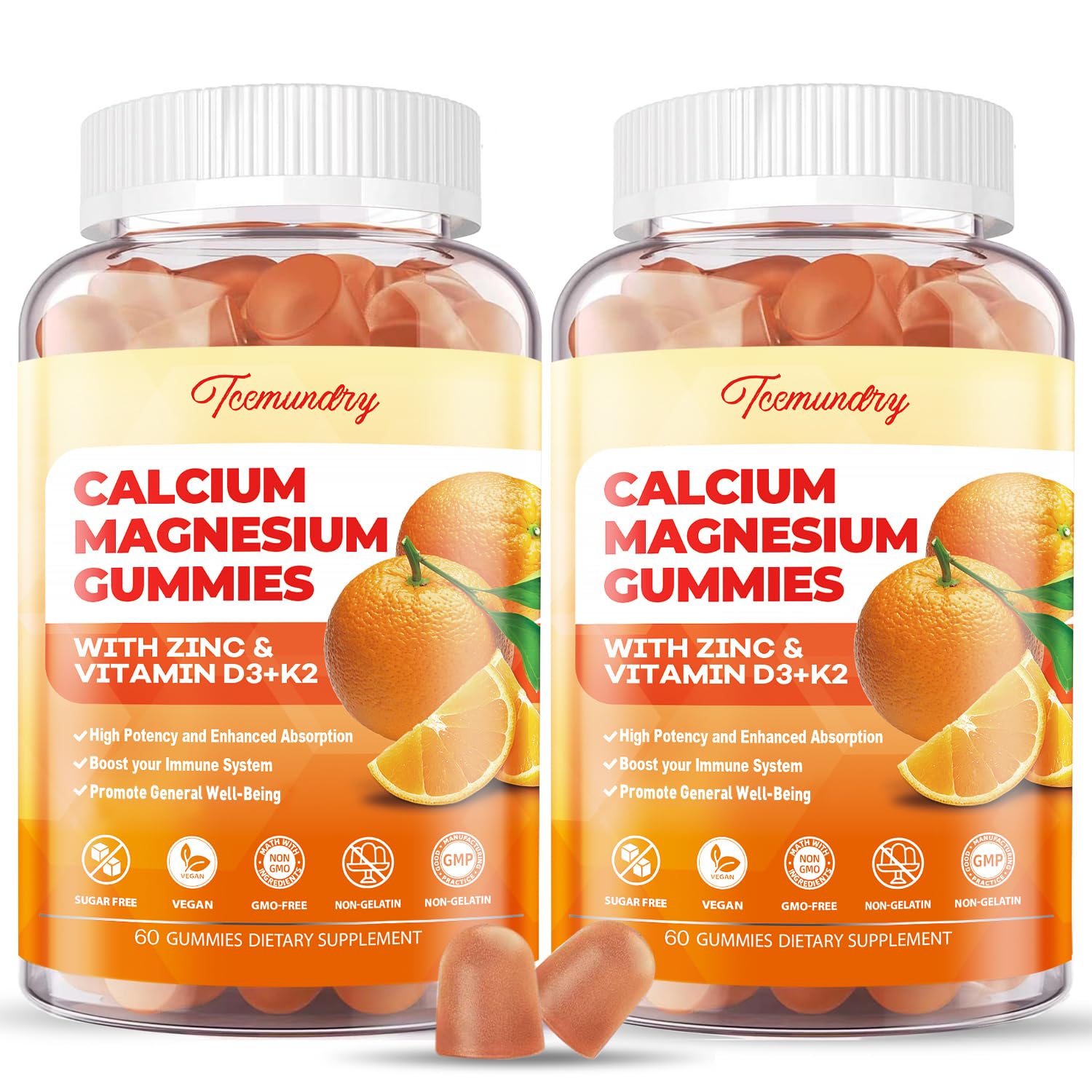 Tcemundry Calcium Magnesium Zinc Gummies bottle front view