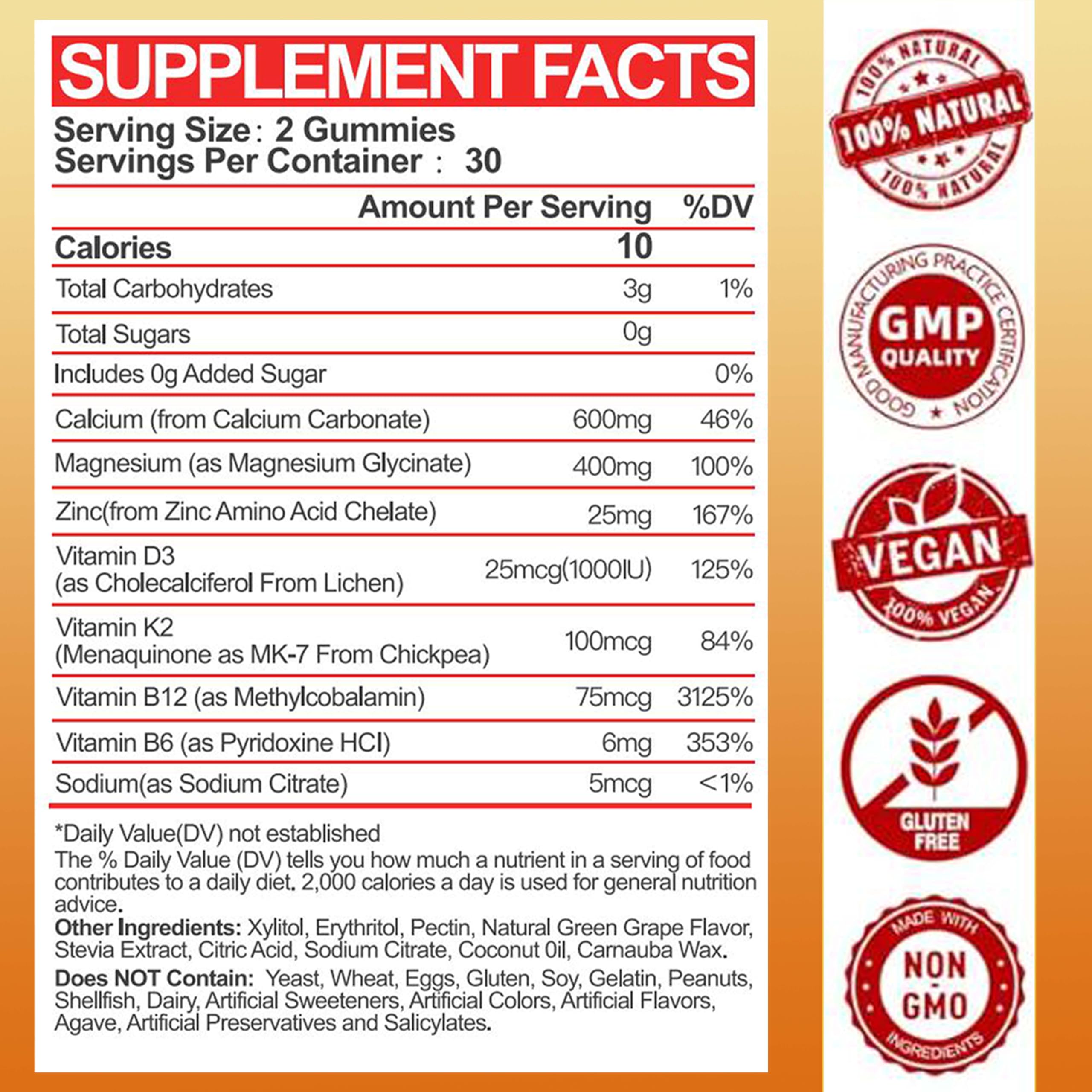 Tcemundry Calcium Magnesium Zinc Gummies orange flavour