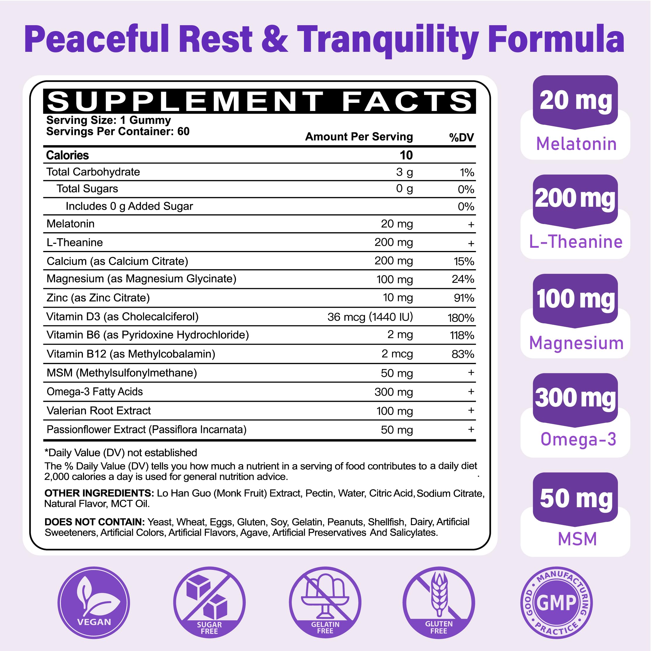 Tcemundry Melatonin Gummies 20mg side view showing gummies