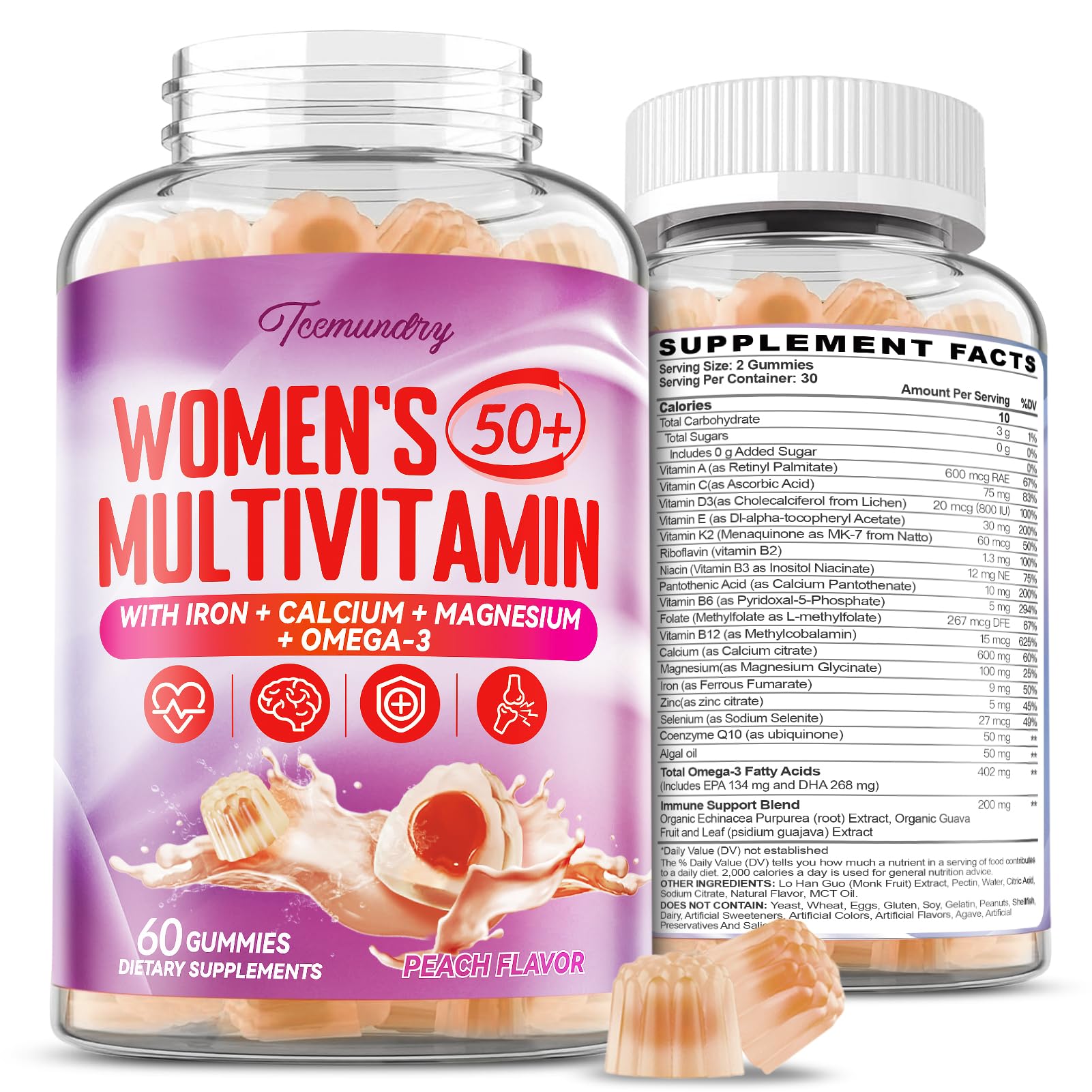Tcemundry Multivitamin Gummies for Women 50+ front view