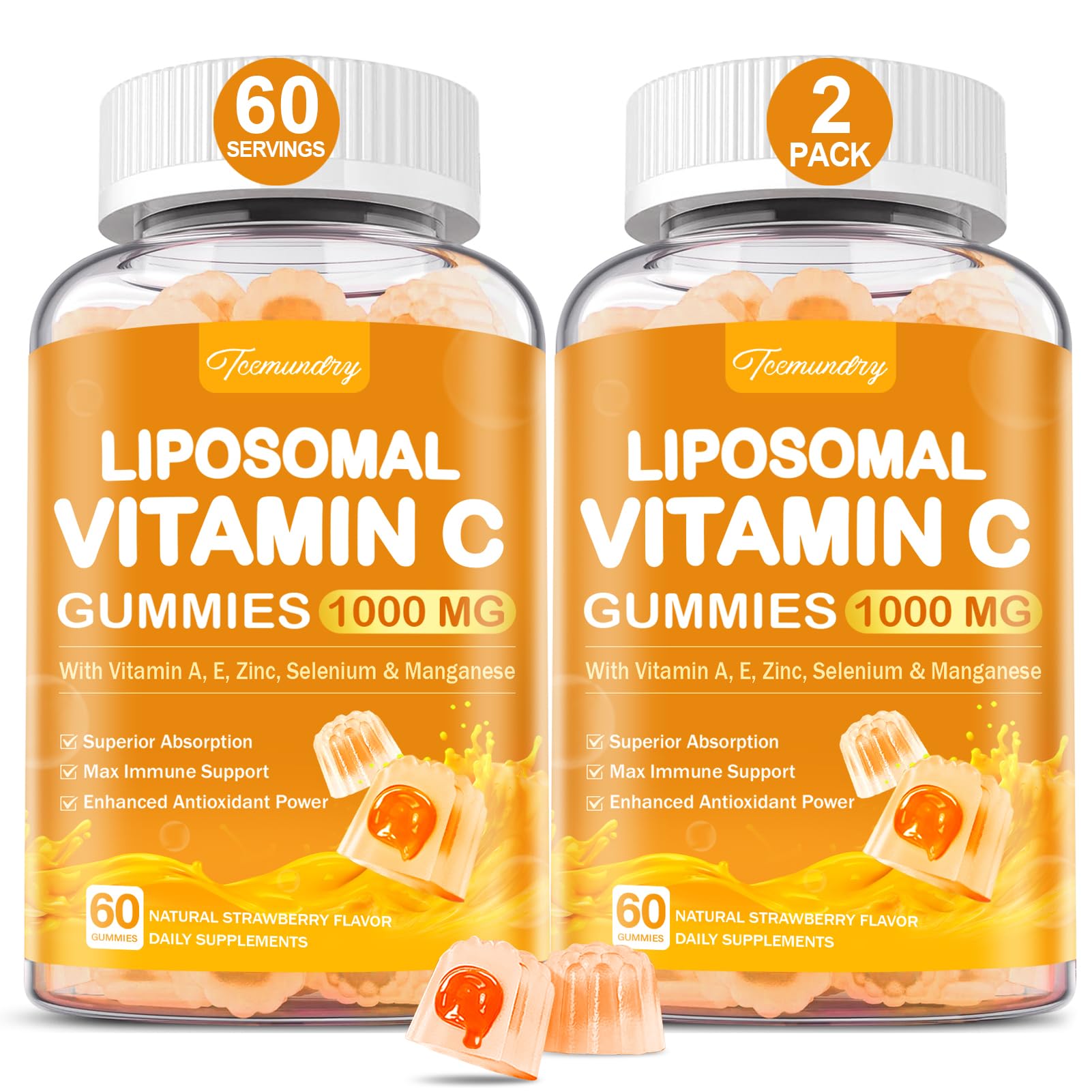 Tcemundry Vitamin C Gummies 1000mg front view with packaging