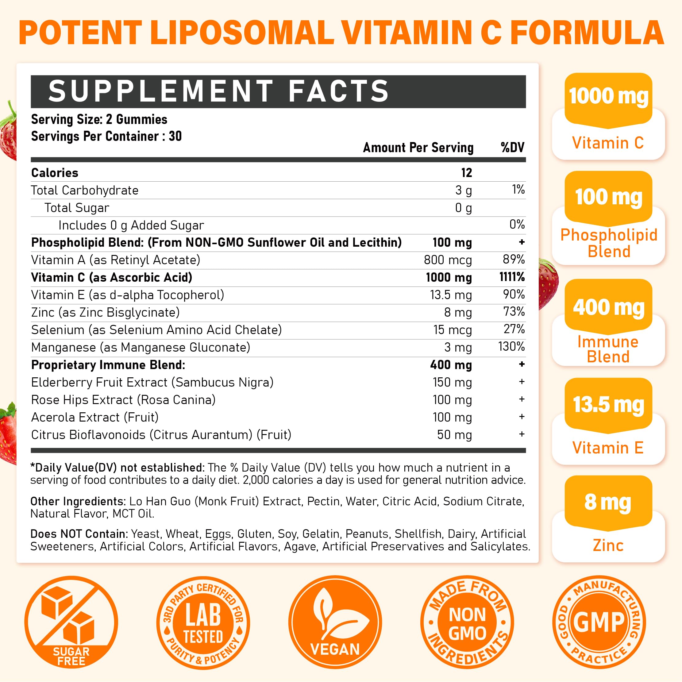 Tcemundry Vitamin C Gummies 1000mg packaging side view