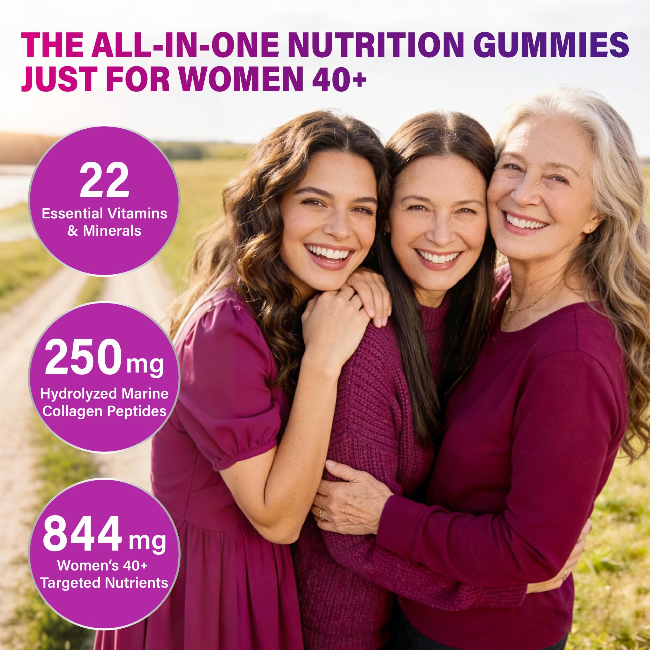 Tcemundry Women's Multivitamin Gummies 40+ gummies close-up