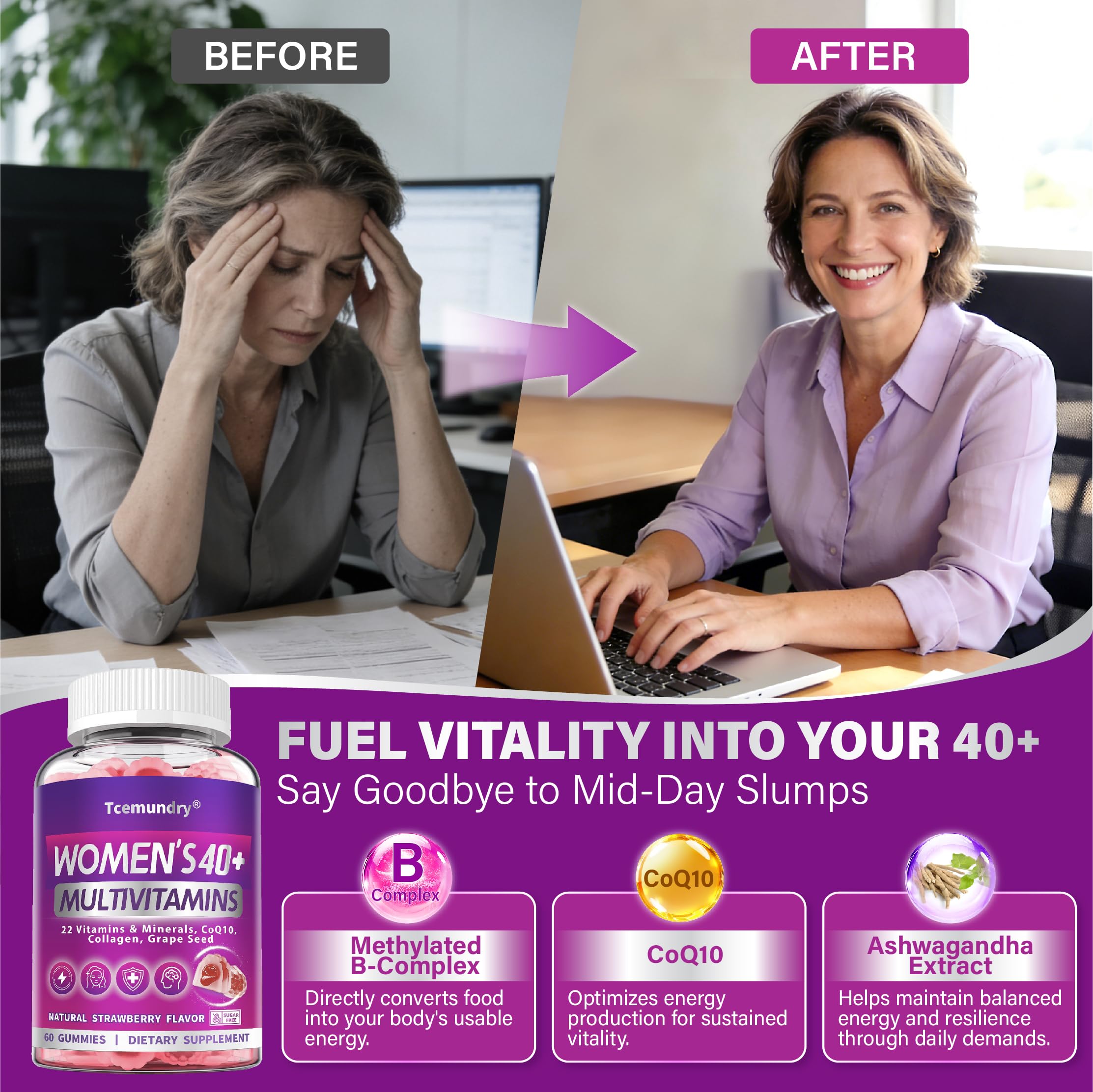 Tcemundry Women's Multivitamin Gummies 40+ ingredients list