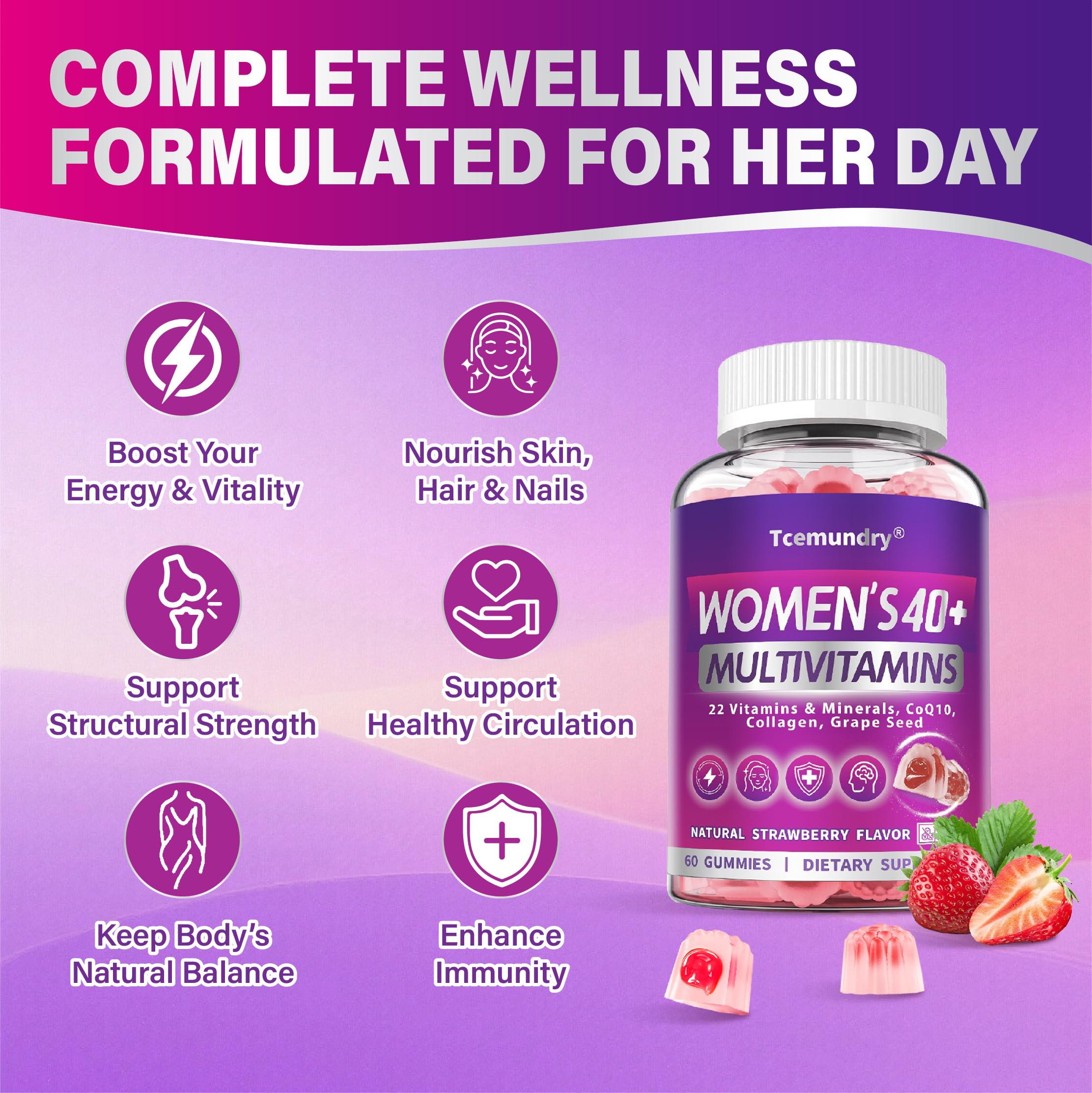 Tcemundry Women's Multivitamin Gummies 40+ lifestyle scene
