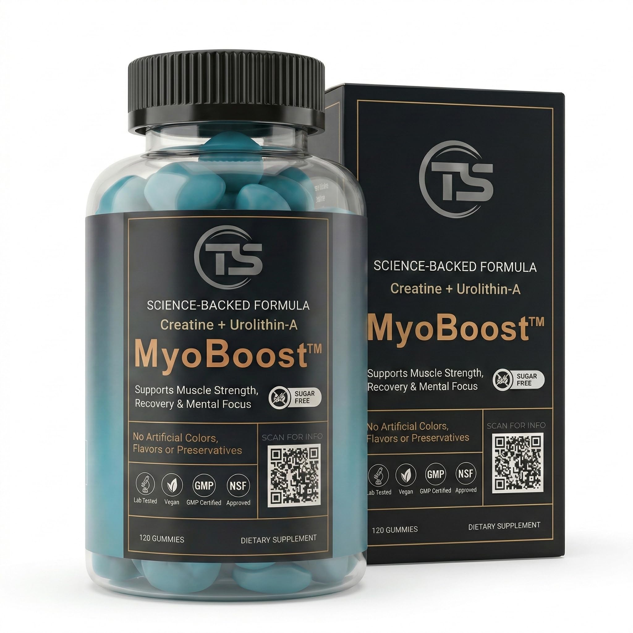 Teal Skyes Creatine Gummies front view with packaging
