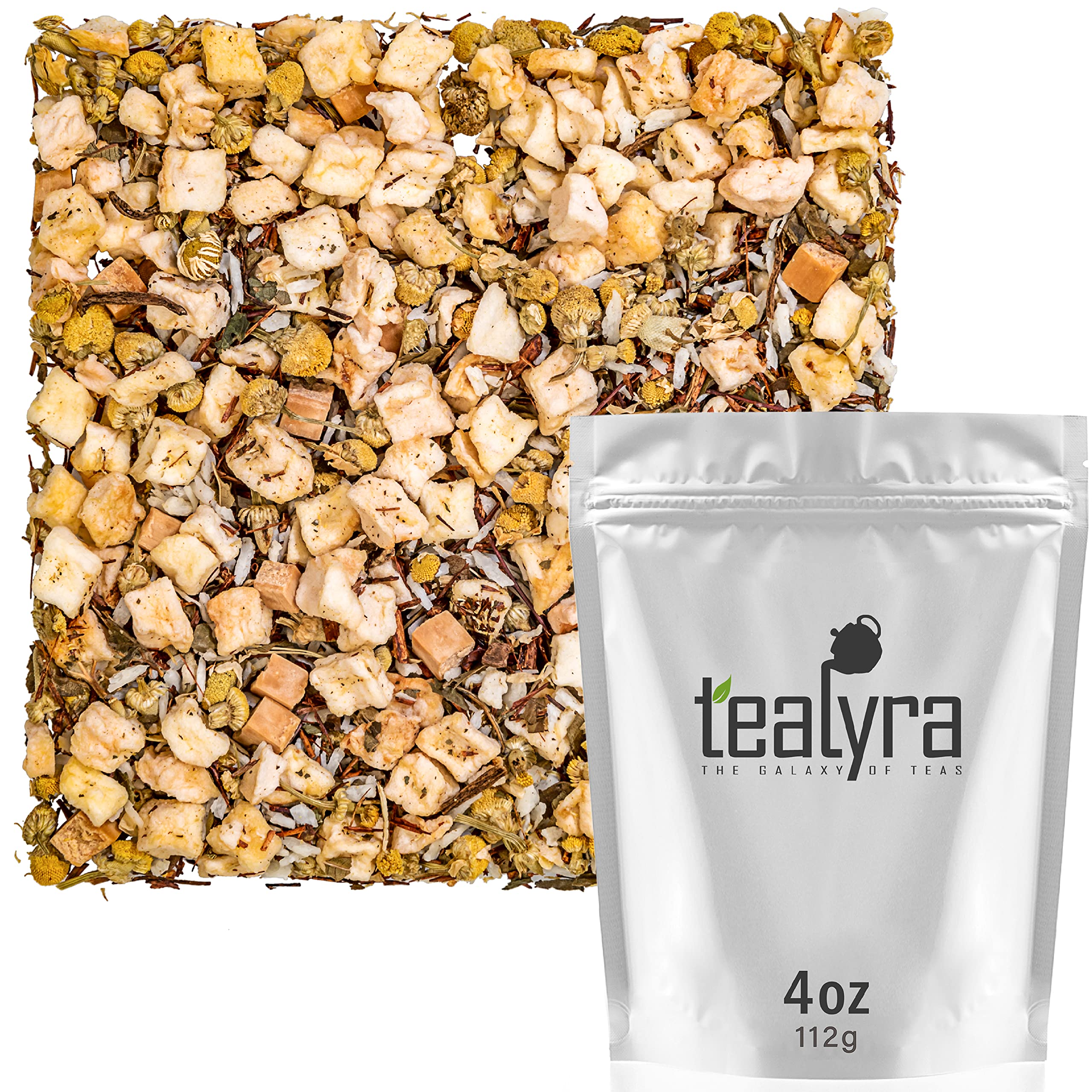 Tealyra Sleepy Nights Chamomile Herbal Blend package front view