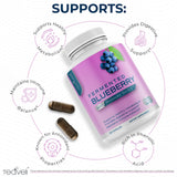 Teaveli Blueberry Supplement 50g capsule close-up