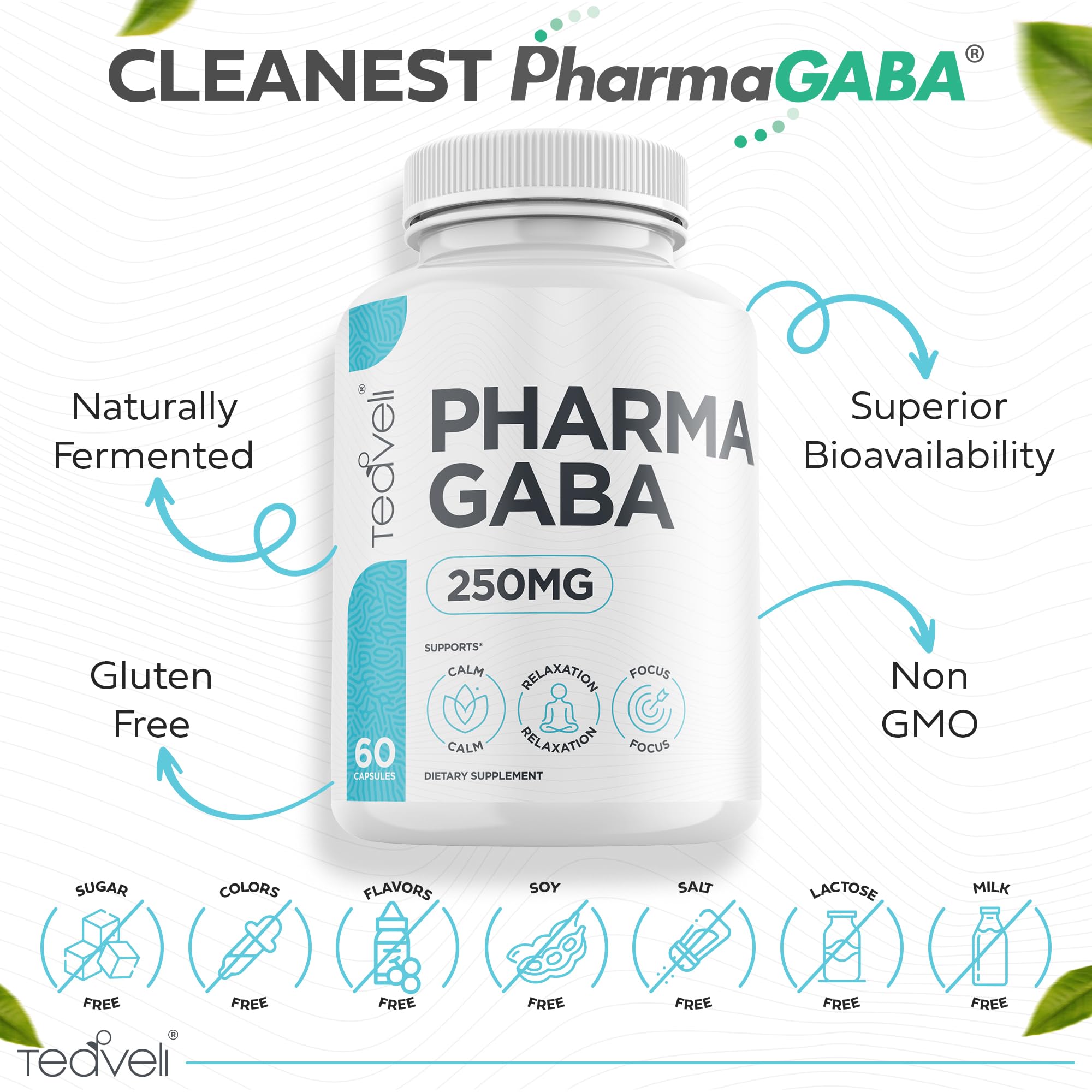 Teaveli Pharma GABA Supplement 250mg label details