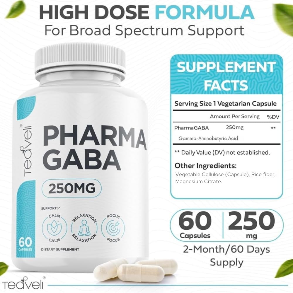 Teaveli Pharma GABA Supplement 250mg side view