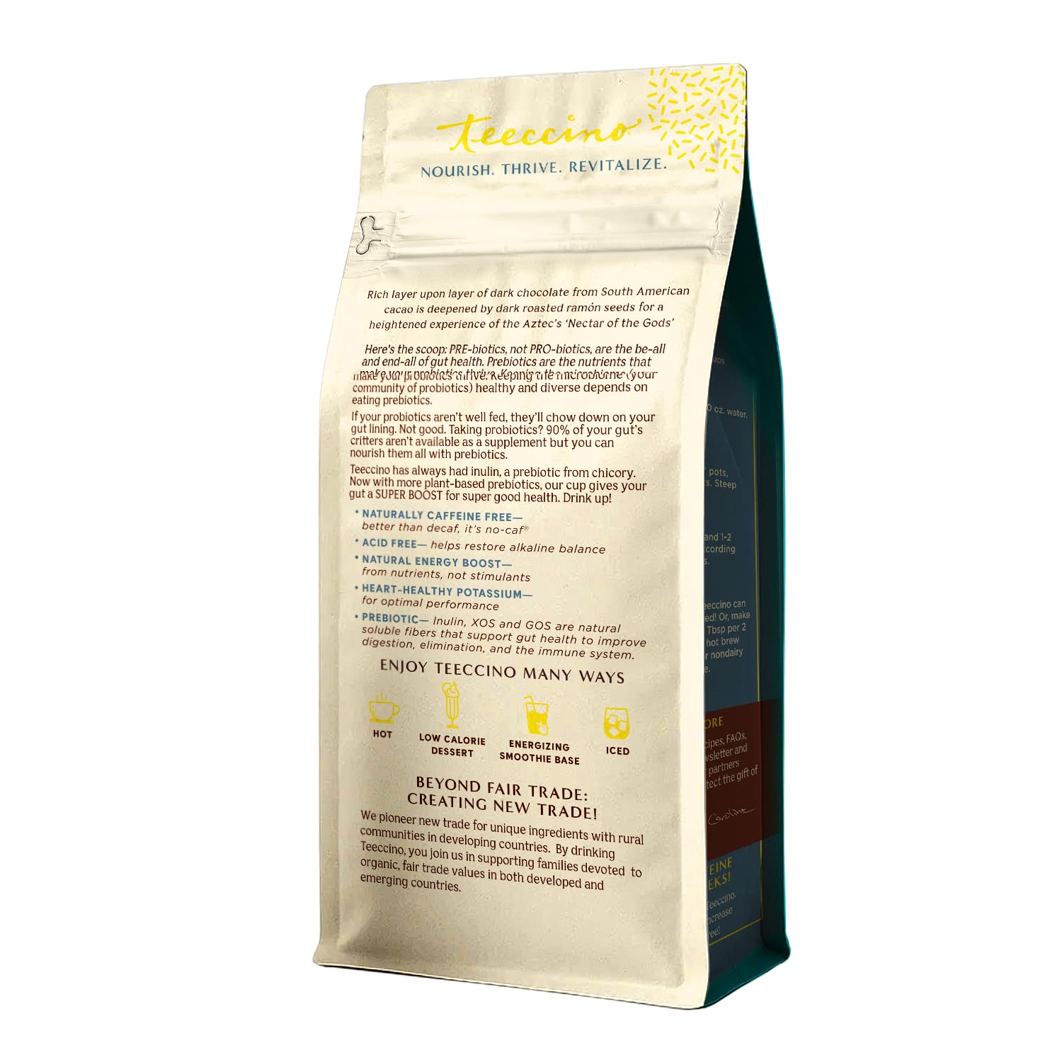 Teeccino Dark Chocolate Prebiotic Coffee Alternative ingredients list