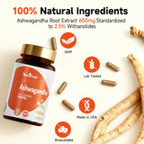 Temimar Ashwagandha Supplement 600mg capsules in hand