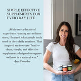 Tend daily wellness Dietary Supplement capsules on a wooden surface