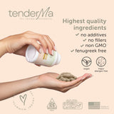 tenderMa support Fenugreek-Free Lactation Support bottle with a measuring spoon