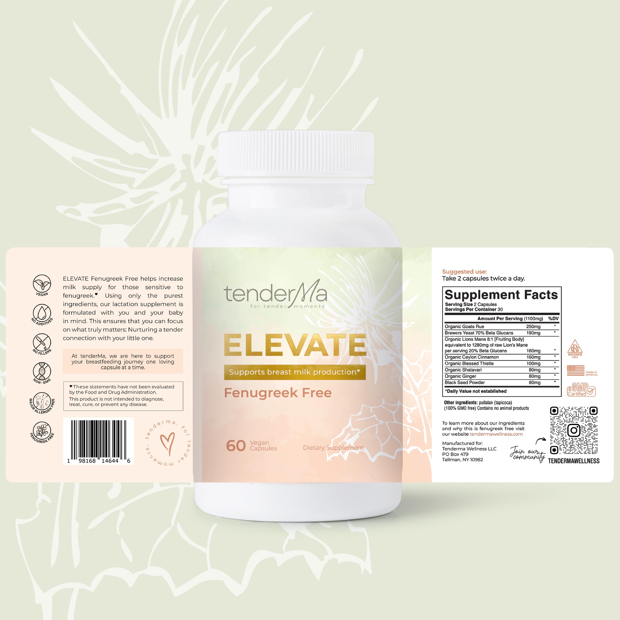 tenderMa support Fenugreek-Free Lactation Support product packaging