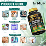 Tenmido Aloe Vera Supplement capsules in a hand