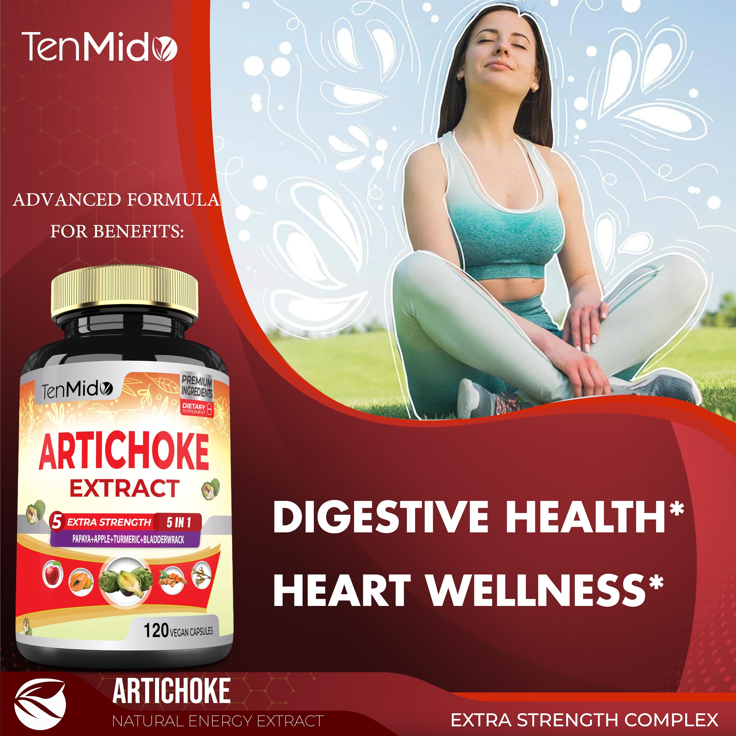 Tenmido Artichoke Extract Capsules bottle with cap open