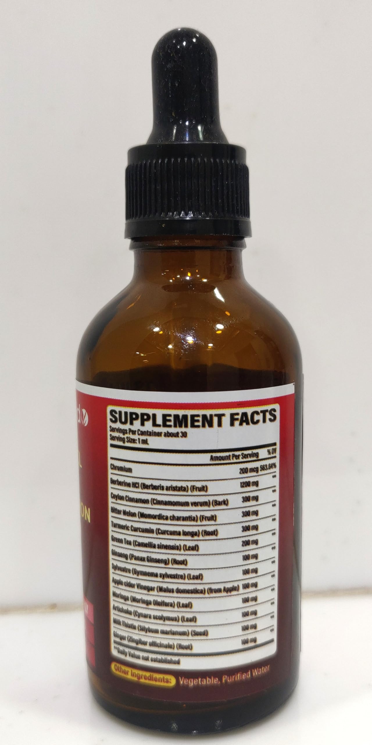 Tenmido Berberine Liquid Drops bottle with dropper