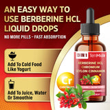 Tenmido Berberine Liquid Drops displayed with fresh ingredients